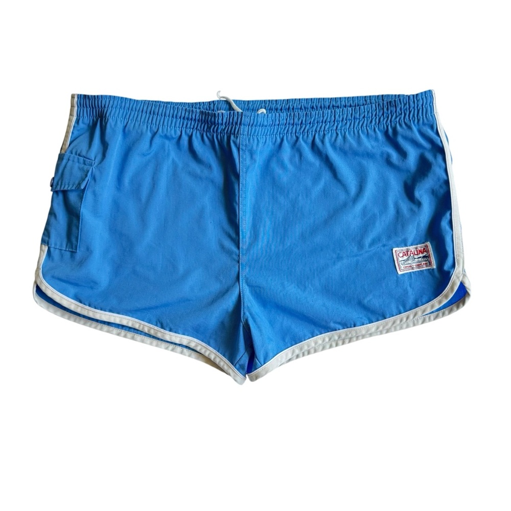 Vintage Catalina Dolphin Shorts Blue White Trim Size 38 Women’s 80s Sporty